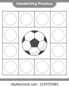 Handwriting practice. Tracing lines of Soccer Ball. Educational children game, printable worksheet, vector illustration