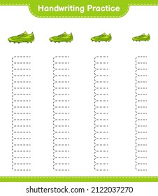 Handwriting practice. Tracing lines of Soccer Shoes. Educational children game, printable worksheet, vector illustration