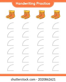 Handwriting practice. Tracing lines of Socks. Educational children game, printable worksheet, vector illustration