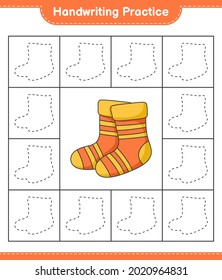 Práctica de escritura a mano. Rastreo de líneas de zócalos. Juego infantil educativo, hoja de cálculo imprimible, ilustración vectorial
