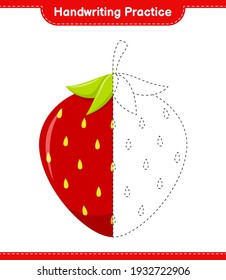 Handwriting practice. Tracing lines of Strawberry. Educational children game, printable worksheet, vector illustration