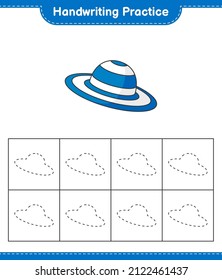 Handwriting practice. Tracing lines of Summer Hat. Educational children game, printable worksheet, vector illustration