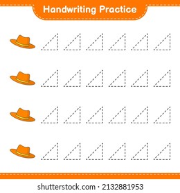 Handwriting practice. Tracing lines of Summer Hat. Educational children game, printable worksheet, vector illustration
