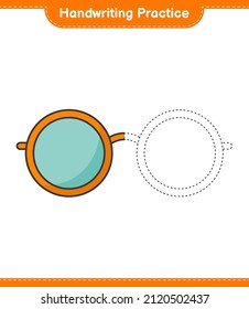 Handwriting practice. Tracing lines of Sunglasses. Educational children game, printable worksheet, vector illustration