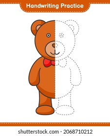 Handwriting practice. Tracing lines of Teddy Bear. Educational children game, printable worksheet, vector illustration
