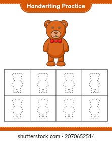 Handwriting practice. Tracing lines of Teddy Bear. Educational children game, printable worksheet, vector illustration