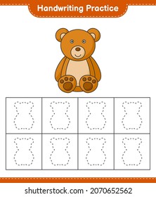 Handwriting practice. Tracing lines of Teddy Bear. Educational children game, printable worksheet, vector illustration