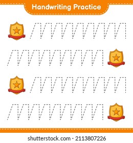 Handwriting practice. Tracing lines of Trophy. Educational children game, printable worksheet, vector illustration