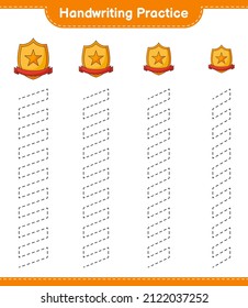 Handwriting practice. Tracing lines of Trophy. Educational children game, printable worksheet, vector illustration
