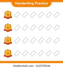 Handwriting practice. Tracing lines of Trophy. Educational children game, printable worksheet, vector illustration