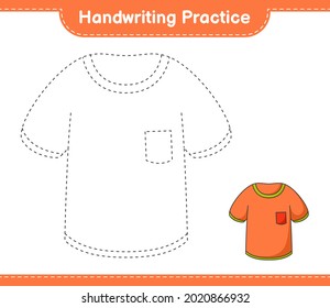 Handwriting practice. Tracing lines of Tshirt. Educational children game, printable worksheet, vector illustration