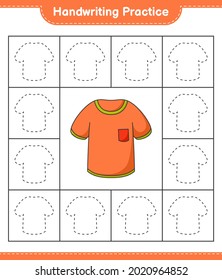 Handwriting practice. Tracing lines of Tshirt. Educational children game, printable worksheet, vector illustration