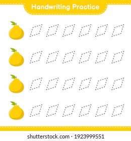 Práctica de escritura a mano. Rastreo de líneas de Ugli. Juego infantil educativo, hoja de cálculo imprimible, ilustración vectorial