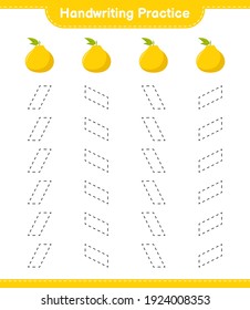 Handwriting practice. Tracing lines of Ugli. Educational children game, printable worksheet, vector illustration