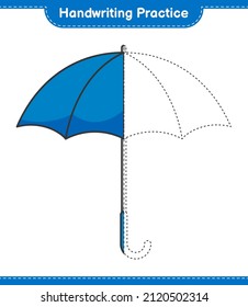 Handwriting practice. Tracing lines of Umbrella. Educational children game, printable worksheet, vector illustration