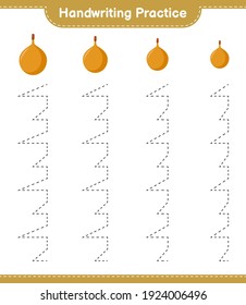 Handwriting practice. Tracing lines of Voavanga. Educational children game, printable worksheet, vector illustration