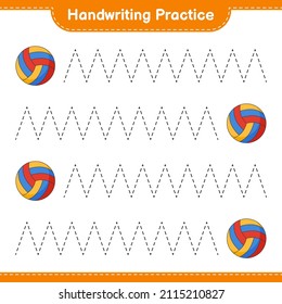 Handwriting Practice Tracing Lines Volleyball Educational Stock Vector ...