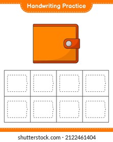 Handwriting practice. Tracing lines of Wallet. Educational children game, printable worksheet, vector illustration