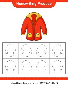 Handwriting practice. Tracing lines of Warm Clothes. Educational children game, printable worksheet, vector illustration