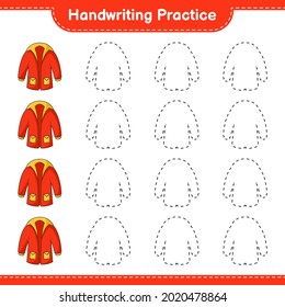 Handwriting practice. Tracing lines of Warm Clothes. Educational children game, printable worksheet, vector illustration