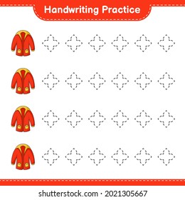 Handwriting practice. Tracing lines of Warm Clothes. Educational children game, printable worksheet, vector illustration