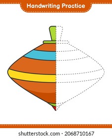 Handwriting practice. Tracing lines of Whirligig Toy. Educational children game, printable worksheet, vector illustration