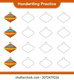 Handwriting practice. Tracing lines of Whirligig Toy. Educational children game, printable worksheet, vector illustration