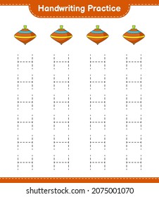 Handwriting practice. Tracing lines of Whirligig Toy. Educational children game, printable worksheet, vector illustration