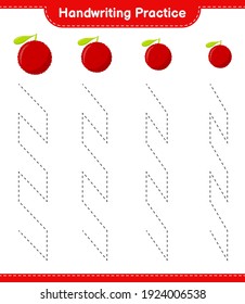 Handschriftübungen. Rennstrecken von Yumberry. Kinderspiel, druckbares Arbeitsblatt, Vektorgrafik
