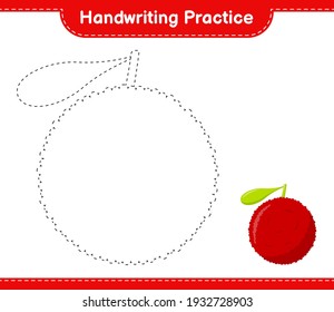 Handwriting Practice. Tracing Lines Of Yumberry. Educational Children Game, Printable Worksheet, Vector Illustration