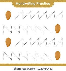Handwriting practice. Tracing lines of Zapote. Educational children game, printable worksheet, vector illustration
