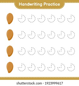 Handwriting practice. Tracing lines of Zapote. Educational children game, printable worksheet, vector illustration