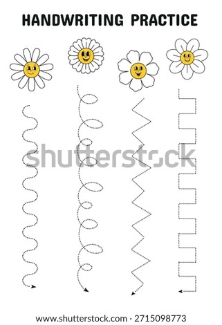 Handwriting Practice Worksheet with Flowers and Tracing Lines