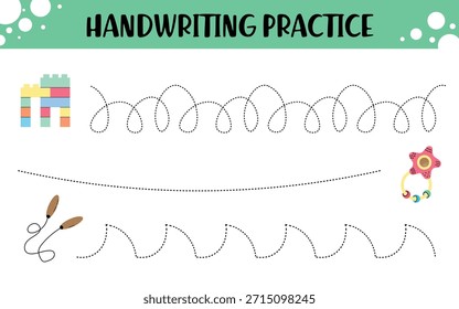 Handwriting Practice Worksheet with Loops and Curves for Preschool Kids