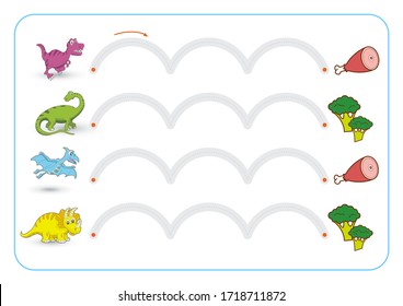 Handwriting practice.Educational children game, Kindergartens educational game.Preschool worksheet for practicing motor skills.Trace dinosaur activity printables.Dinosaur cartoon for home school.
