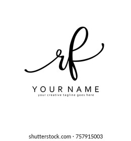 Handwriting R & F initial logo template vector