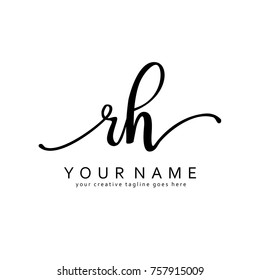 Handwriting R & H initial logo template vector
