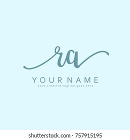 Handwriting R & A initial logo template vector