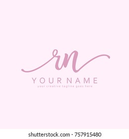Handwriting R & N initial logo template vector