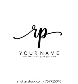 Handwriting R & P initial logo template vector