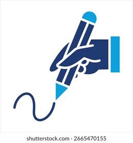 Handwriting Recognition Flat Blue Icon Vector Illustration