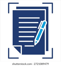 Estilo de icono azul plano de reconocimiento de escritura a mano