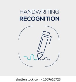 Handwriting Recognition. Flat Vector Linear Icon. Blue And Dark Blue Colors