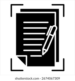 Ilustración vectorial de icono de glifo de reconocimiento de escritura a mano