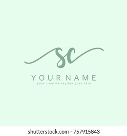 Handwriting S & C initial logo template vector