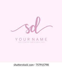 Handwriting S & D initial logo template vector