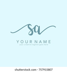 Handwriting S & A initial logo template vector