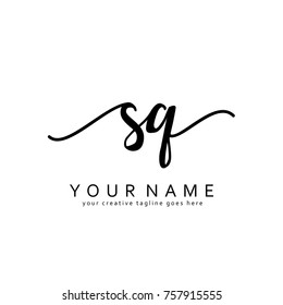 Handwriting S & Q initial logo template vector