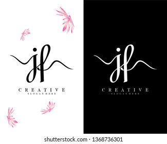 handwriting script jf, fj letter logo vector