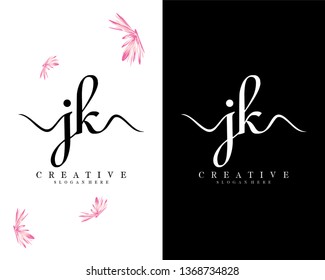 handwriting script jk, kj letter logo vector